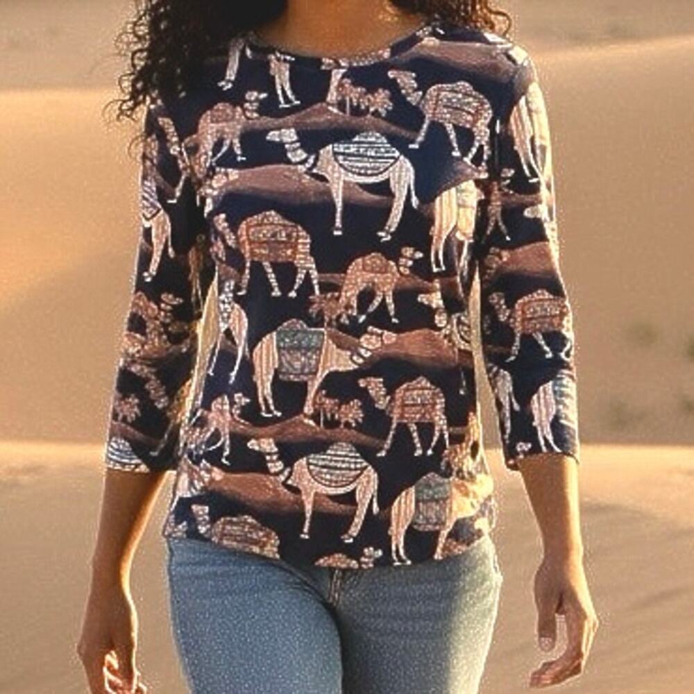 J.McLaughlin Neo Bakara Camel print top Size XS